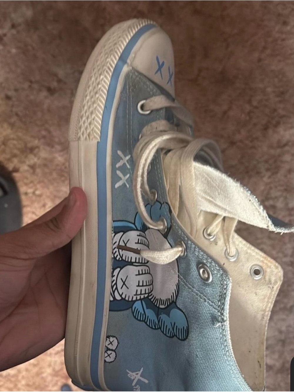 Blue Kaws High-Top Canvas Sneakers